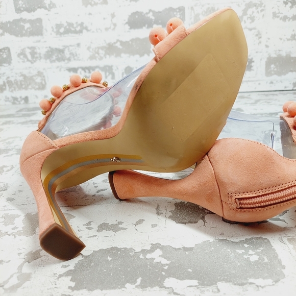 New Sam Edelman Luella Peach Leather Ankle Strap heeled Sandal C859 - Picture 9 of 12
